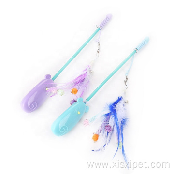 Cat stick with feather replacement head cat toys